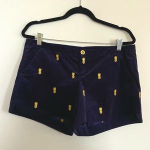 LillyP Navy Shorts w Gold Pineapple Embroidery